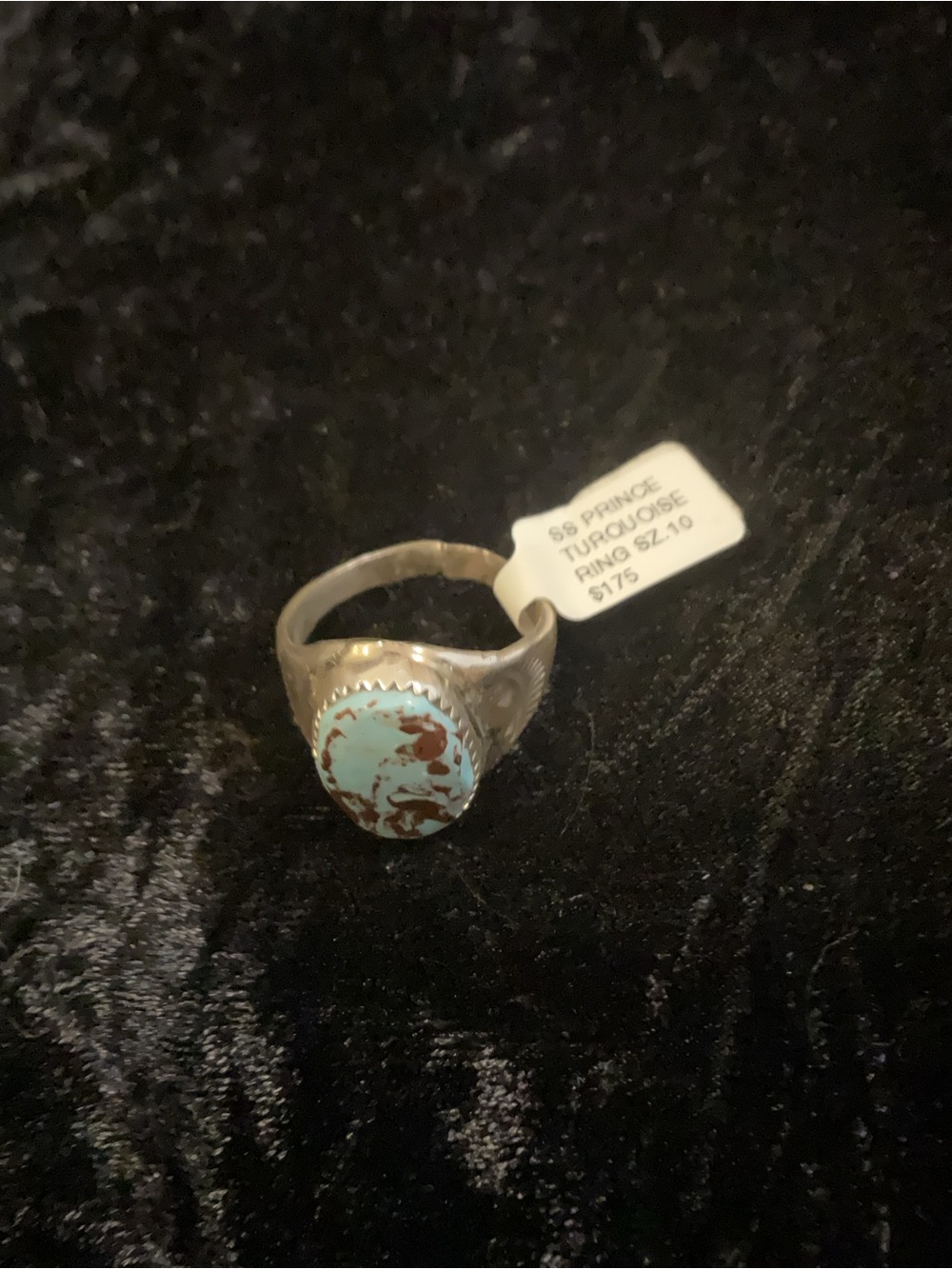 28) Turquoise Stone Sterling Silver Ring - Blue Turquoise Navajo hand made